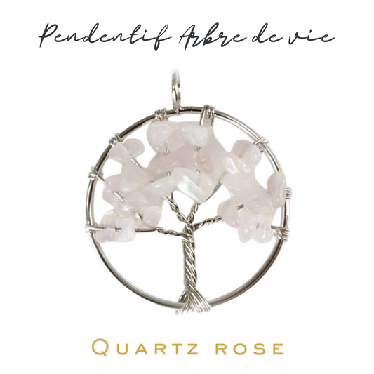 Pendentif arbre de vie 30 mm_Quartz Rose
