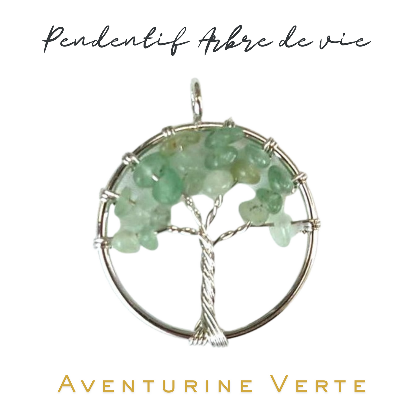 Pendentif arbre de vie 30 mm_Aventurine verte