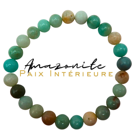 Bracelet Amazonite d’Afrique Mixed – Perles 8 mm – Pierre de vérité douce et de communication apaisée