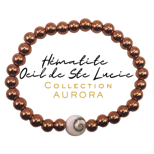 Bracelet Hématite & Oeil de Ste Lucie – Collection Aurora