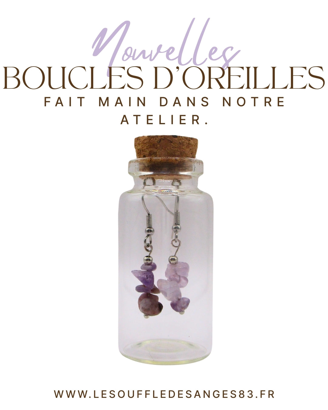 ✧ Boucles d’oreilles – Améthyste ✧  Apaisement • Protection • Élévation spirituelle