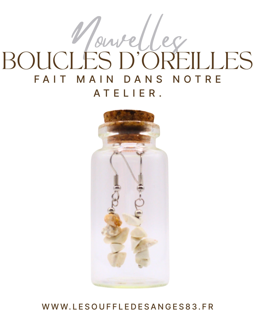 ✧ Boucles d’oreilles – Howlite ✧  Apaisement • Clarté mentale • Maîtrise émotionnelle