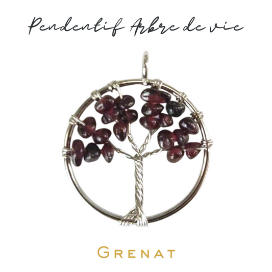 Pendentif arbre de vie 30 mm_Grenat
