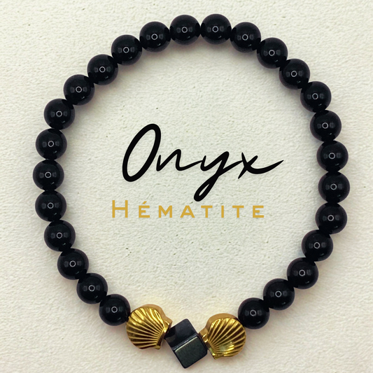 Bracelet Onyx & Hématite_Collection "MICHAËL"