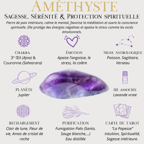 ✧ Boucles d’oreilles – Améthyste ✧  Apaisement • Protection • Élévation spirituelle