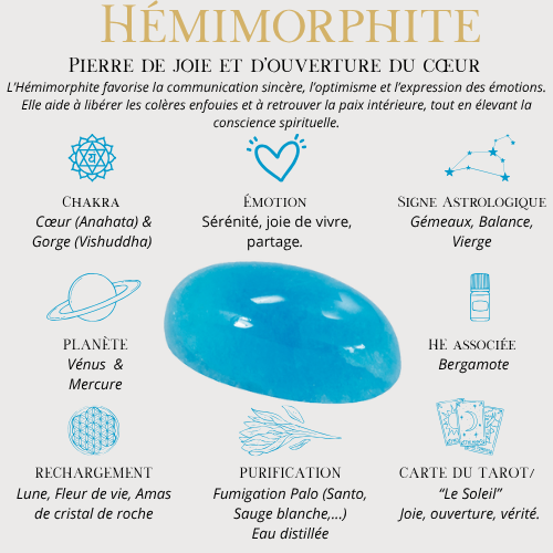 Bracelet Hémimorphite 6 mm _« Lumière du Cœur et de l’Âme »