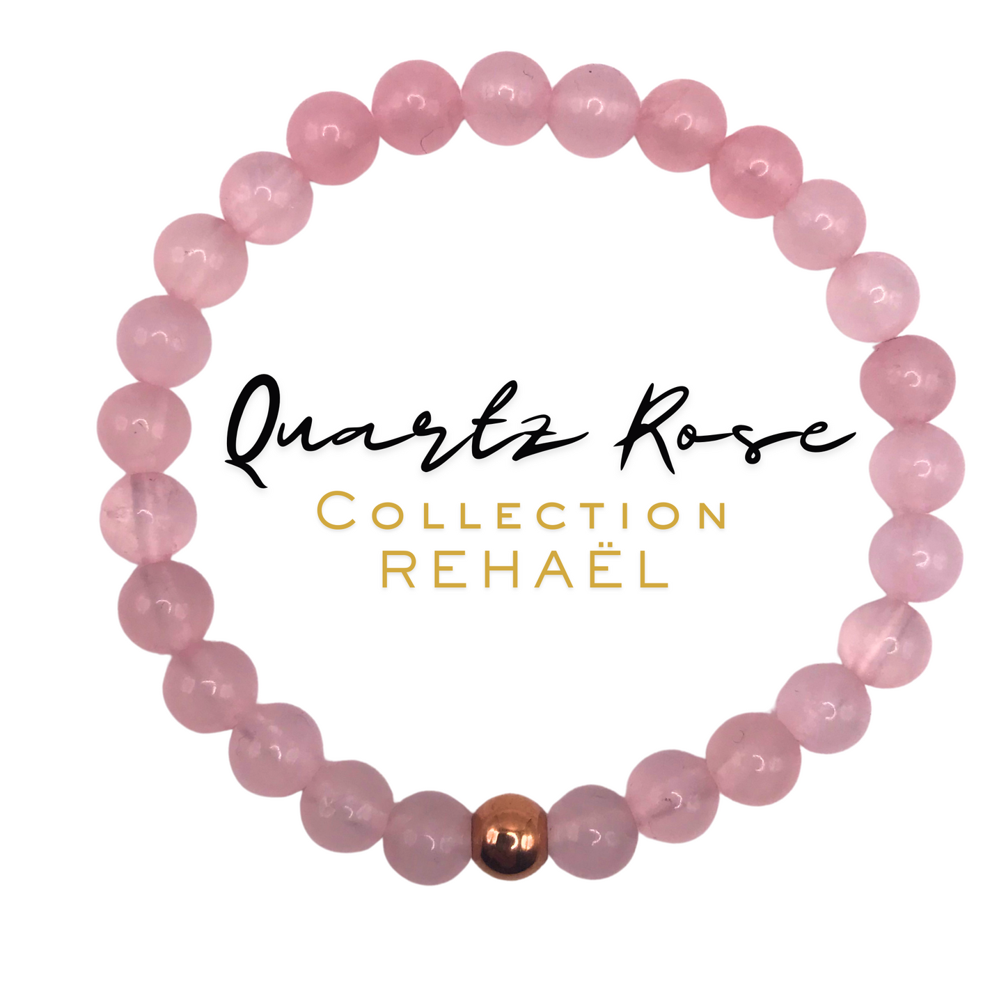 Bracelet sur mesure_Collection "REHAEL"_Quartz rose_Hématite cuivré
