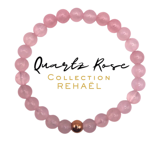 Bracelet sur mesure_Collection "REHAEL"_Quartz rose_Hématite cuivré