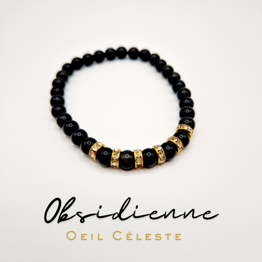 Bracelet sur mesure_Collection "MICHAËL"_Obsidienne Oeil céleste